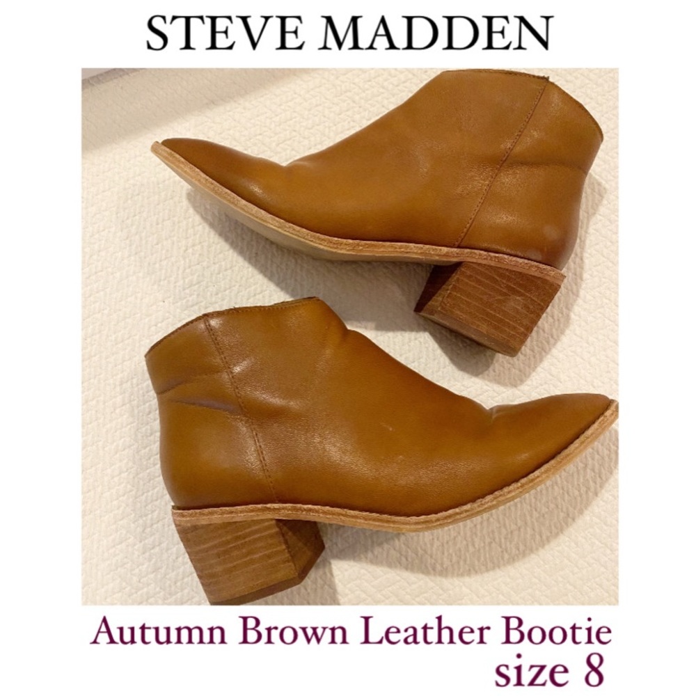 STEVE MADDEN - AUTUMN Brown Leather Bootie